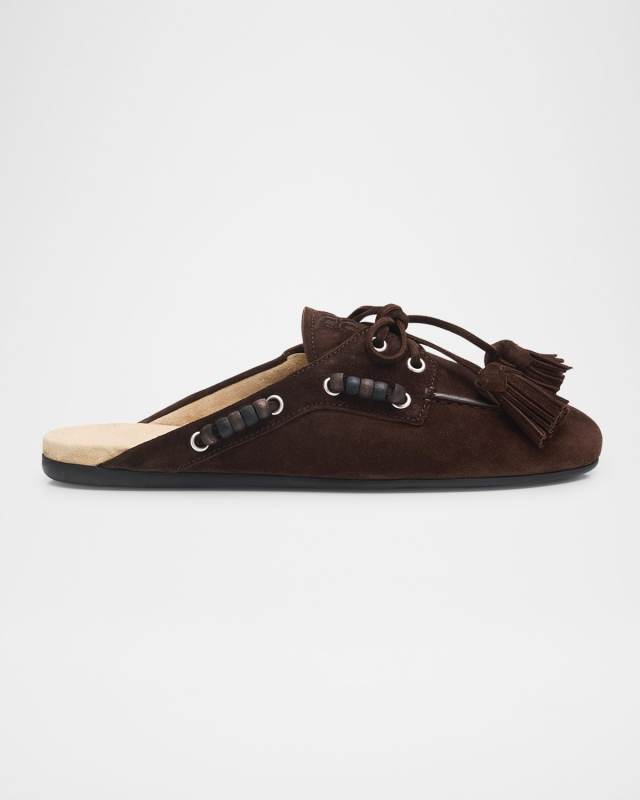 Suede Tassel Mocassin Mules
